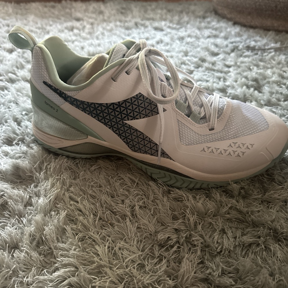 Diadora White and Green Athletic Shoes